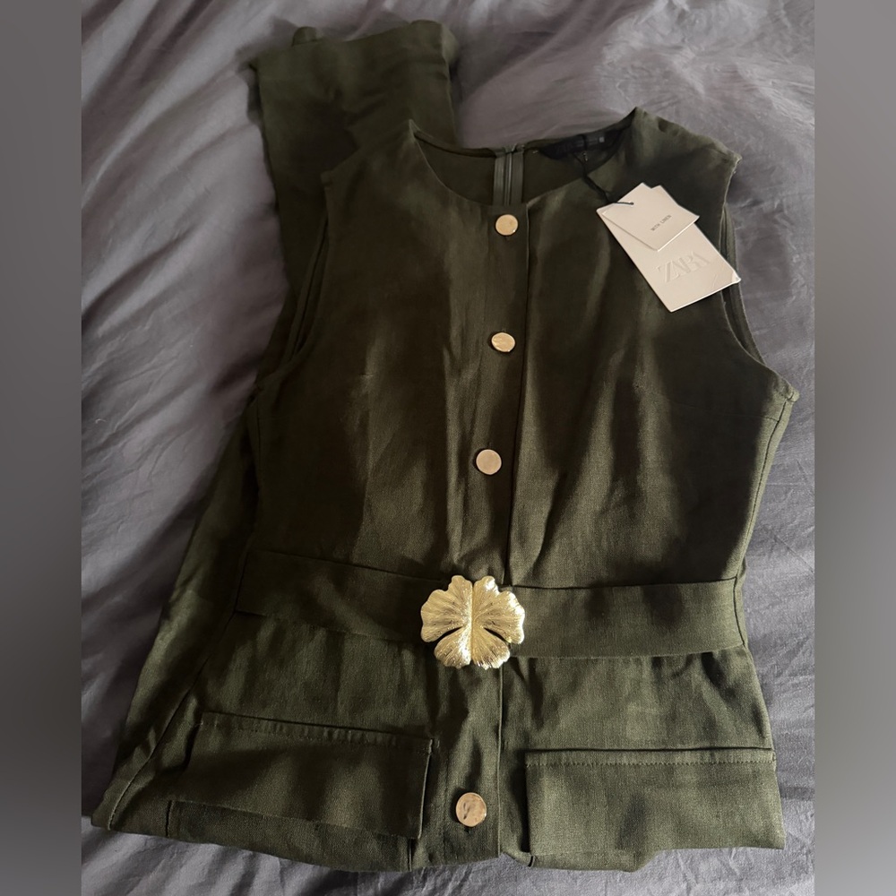 NWT‼️ LINEN BELTED MIDI DRESS - Picture 3 of 4